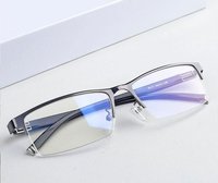 Gafas de Metal con Media Montura para Hombre, Monturas Ópticas Rectangulares para Prescripción Médica 58171