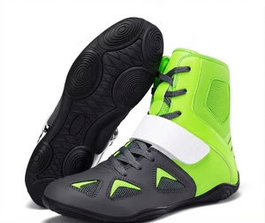Chaussures de lutte montantes d'hiver unisexe vert-gris, tige en PU, doublure en mesh, semelle extérieure en caoutchouc, pour entraînement de combat en salle de sport et au ring - Product Image 3