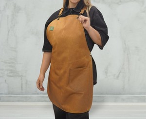 Cafe Staff Custom Logo Bulk Wholesale Supplier Durable Adjustable Leather <b>Apron</b> for <b>BBQ</b> LPN-0275 - Product Image 1
