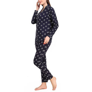 High Quality Cotton Women Night Suit 2 Piece Casual Wear Sleepwear Set Breathable Comfortable Long Sleeve Pajama OEM Wholesale - Product Image 4