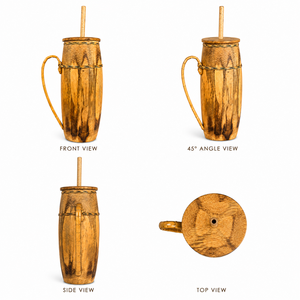 Bouteille d'eau écologique artisanale bohème en bambou, anti-fuite, avec embout en bambou, tasse de voyage réutilisable pour le camping et les activités de plein air - Product Image 4