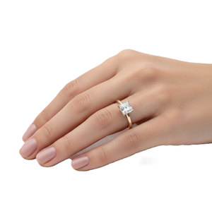 Anillo Solitario de Diamante Cultivado en Laboratorio, Corte Princesa, Oro Amarillo Sólido de 10K/14K, Anillo de Compromiso Ecológico, Anillo de Propuesta, Anillo de Uso Diario - Product Image 6