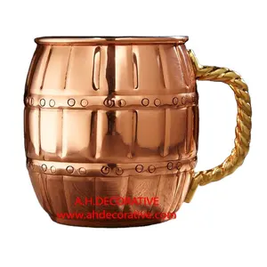 Cốc Moscow Mule Bằng Đồng Có Tay Cầm Màu Vàng 16 Oz Cốc Phục Vụ Rượu Vang & Bia Bằng Kim Loại Thiết Kế Thanh Lịch Để Trang Trí Quán Bar & Câu Lạc Bộ