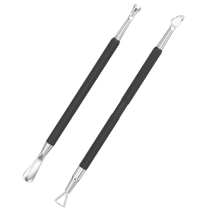Juego de Empujadores de Cutículas de Acero Inoxidable con Mango Antideslizante Negro, Herramientas Profesionales de Doble Punta para el Cuidado de las Uñas, Venta al Por Mayor - Product Image 1