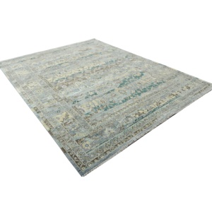 Tapis en pure laine noué à la main 10x14 pieds, motif floral traditionnel, tapis de transition pour la décoration de salon de luxe - Product Image 4
