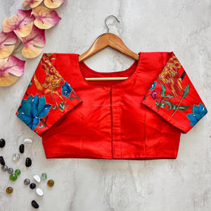 เสื้อเบลาส์ผ้าไหมแท้สำหรับผู้หญิงดีไซน์พิมพ์ลายแบบโบราณทำด้วยมือ - Product Image 4