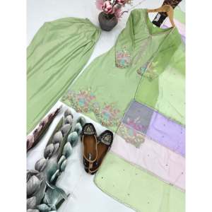 Salwar Kameez de Rayón Karma Fashion Designer - Top y Pantalón con Dupatta en Color Pista, Talla M, para Fiestas - Product Image 2