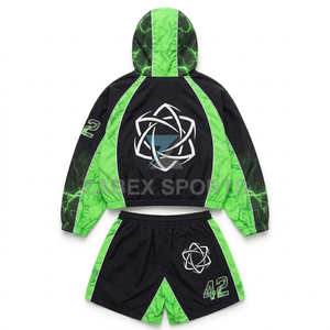 OEM ODM Unisex Cropped <b>Hoodie</b> & Shorts Activewear Set Custom Solid Breathable <b>Waterproof</b> Fitness Wear - Product Image 2