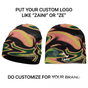 หมวกบีนนี่อะคริลิคพรีเมียม ZAINI 260 GSM สีดำเขียว พิมพ์ลายเต็มใบ ปักลาย  สำหรับผู้ใหญ่ทุกเพศ - Product Image 3