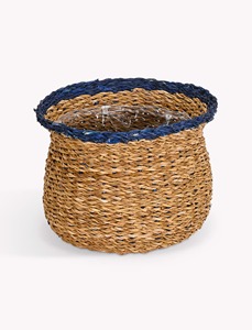 Cesta de almacenamiento de junco marino acanalado, hecha a mano, ecológica, al por mayor, fabricada en Vietnam - Product Image 1