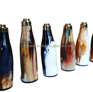Botellas de Cuerno de Búfalo Ecológicas Pulimentadas con Tapa Metálica para Agua, Licor y Agua Hirviendo - Almacenamiento para Fiestas - Product Image 5