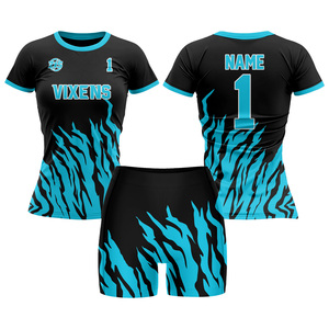 Ensemble de maillots de volley-ball pour femmes, impression par sublimation, rouge, vert, blanc, polyester respirant, uniforme pour femmes - Product Image 5