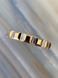 Yellow Gold Moissanite Eternity Band <b>Ring</b> Baguette Cut Channel Setting Geometric Design Unisex Classic Style hip hop <b>ring</b> charms - Product Image 3