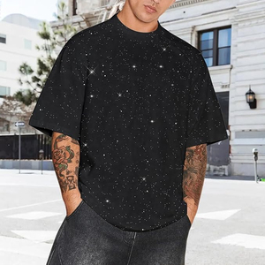 <b>Sparkly</b> Sequin Shirts for Men <b>Sparkly</b> Bling Tshirts Trendy Loose Casual Basic Tees Streetwear Baggy <b>Tops</b> - Product Image 2