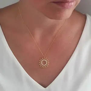 Collar con Colgante de Sol de Moissanita de Lujo, Plata de Ley 925, Chapado en Oro, Cadena Ajustable, Joyería Fina para Mujer, 4 g, Tishya - Product Image 3