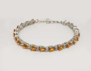 Citrine Tennis <b>Bracelet</b> Pear Gemstone 925 Sterling Silver Natural Jewelry Handmade Elegant Gift For Women - Product Image 4