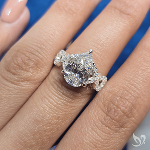 3CT Pear Shape Lab Diamond <b>Ring</b> IGI Certified Twisted <b>Split</b> Pave Engagement <b>Ring</b> in 10K White Gold - Product Image 4