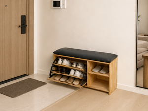 Modern minimalist shoe cabinet made from durable American <b>pine</b> plywood Safe smooth edges with a sturdy multi tier design. - Product Image 6