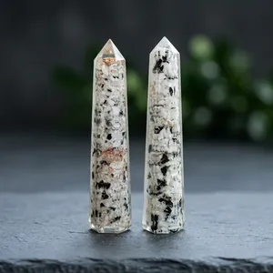 แท่งนวดออร์กอนหินมูนสโตนสีขาวรุ้ง  แบบ AGATE  รูปแบบการบำบัดจักระ  ของมงคล  ขายตรง  งานคราฟต์คริสตัล  เฟิงฟู่ - Product Image 4