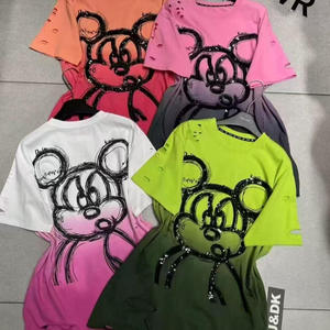 เสื้อยืดแขนสั้นผู้หญิงลายการ์ตูน KT Cat รุ่นใหม่ สไตล์ลำลอง สีไล่ระดับ ผ้าถัก รุ่น T0046 - Product Image 5