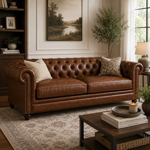 Premium Leather <b>Sofa</b> 2 Seater with <b>Foam</b> Cushions Modern Compact Living Room Furniture for Villa and Apartment Interior - Product Image 1