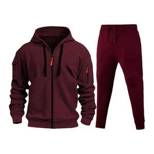 Unisex Winter Fleece Lined Breathable Cotton Sporty Tracksuit Set Full <b>Zip</b> <b>Hooded</b> Joggers Sweatpants Pockets Jogging Warm - Product Image 2