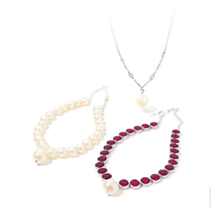 Ruby Kemp Style Designer Pearl and CZ Bridal Jewelry Set - Product Image 3