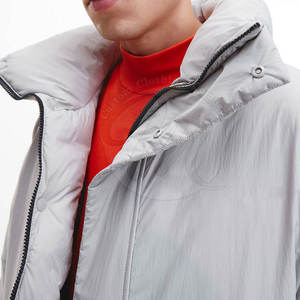 Men's Gray Puffer Jacket Hooded Zipper Closure <b>Thick</b> <b>Winter</b> Casual <b>Coat</b> with Pockets Polyester Wadding Warm Outerwear - Product Image 5