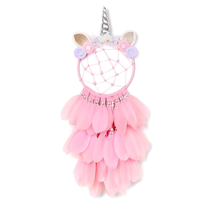 Acchiappasogni Unicorno 20x70cm Decorazione da parete con piume rosa per la cameretta dei bambini - Product Image 2