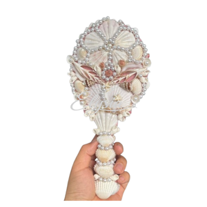 Handmade Seashell Hand Mirror Decorative Natural Shell Vanity Mirror Coastal Beach Home Decor <b>Gift</b> - Product Image 1