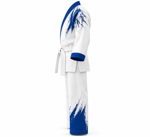 Uniforme de Karate Blanco con Estampado Digital Azul Splash, Corte Regular, Unisex para Adultos, Uniforme de Artes Marciales Transpirable de Poliéster/Algodón Resistente - Product Image 3