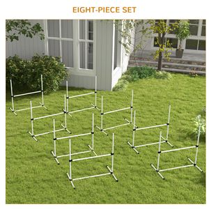 Set di 8 Pezzi per Addestramento Agility Cani, Barre Regolabili in Altezza, Barre Superiori in Plastica PE PP Durevole, Borsa per il Trasporto, Bianco - Product Image 5