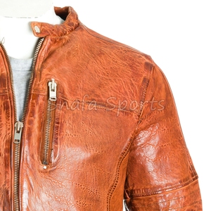 Hot Selling Full Sleeve Online Best Selling Collection Featuring Solid Color Custom Inside <b>Pockets</b> Design Real Leather <b>Jacket</b> - Product Image 3