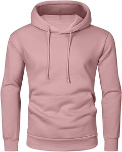Sweat-shirt personnalisé pour homme, couleur rose poudré, en molleton uni, style streetwear, avec poche kangourou - Product Image 1