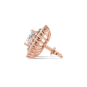 ต่างหูเพชรทรงหยดน้ำแบบคลัสเตอร์ ประดับเพชรทรงหัวใจแบบฮาโล  ได้รับการรับรองจาก IGI  ทอง 14K สีเหลือง/ขาว/โรสโกลด์ - Product Image 2