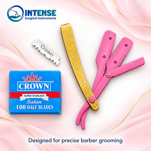 Wholesale Barber <b>Razor</b> with 100 Pieces Half <b>Blades</b> Box Professional <b>Straight</b> Edge Shaving Knife - Product Image 1