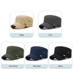 Gorra de Cadete Unisex de Algodón con Parte Superior Plana, Ajustable, Estilo Vintage, Clásica, Sólida, Transpirable, con Visera para el Sol - Product Image 5