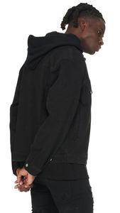 Chaqueta Vaquera Personalizada de Alta Calidad con Logotipo de Marca, Barata, al por Mayor en el Reino Unido, Chaqueta Vaquera Vintage para Hombre con Capucha - Product Image 3