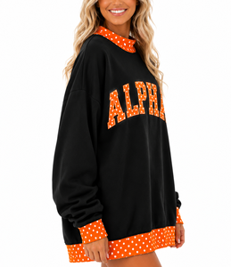 Fashion Women's Oversized <b>Mock</b> <b>Neck</b> Sweatshirt Gingham Letter Applique Jolly Embroidery Custom Winter Fleece Pullover <b>Top</b> - Product Image 6