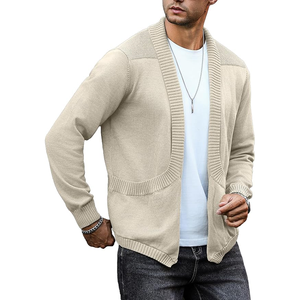 Custom Men's 100% Cotton Knitted <b>Cardigan</b> <b>Sweater</b> Light V Neck Casual Summer <b>Cardigan</b> Outerwear - Product Image 1