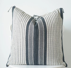 100% Cotton Woven Striped Handmade American Decorative <b>Throw</b> Pillow <b>Cover</b> with Zipper Closure 50x50 cm - Product Image 5