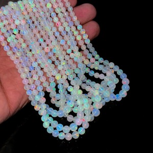Perles rondes lisses en opale d'Éthiopie AAA, 3-5 mm, perles d'opale naturelle, brin de 16 pouces, perles rondes en opale polie pour la fabrication de bijoux - Product Image 2