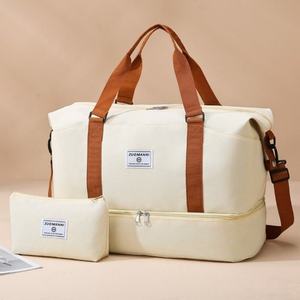 Grand sac de sport extensible imperméable avec fermeture éclair, sac de voyage, sac de sport, sac de yoga, compartiment pour chaussures, sac de voyage portable en nylon pour la nuit - Product Image 1