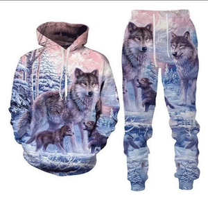 Ensemble de sweats à capuche pour hommes imprimés par sublimation, motif lion, style streetwear, collection printemps-hiver, vente en gros - Product Image 4