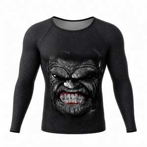 Camiseta de Compresión Personalizada para Hombre, Manga Larga, para Entrenamiento de MMA y BJJ, Spandex/Poliéster 220g, Sin Costuras, Transpirable, Ligera y Resistente - Product Image 3