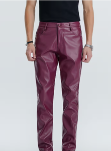 Spezia International Men's for PU Coated Straight Fit Casual <b>Trousers</b> Side Pockets <b>Elastic</b> <b>Waist</b> Heavyweight Winter Pants - Product Image 6