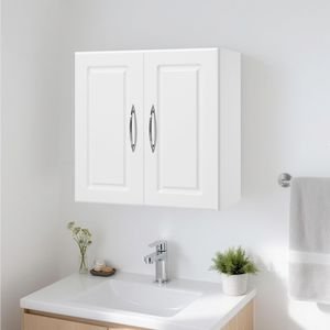 2-Tier Adjustable <b>Shelf</b> <b>Wall</b> <b>Mounted</b> Hanging Cabinet for Kitchen & Laundry Room 2-Door Cupboard Storage <b>Wall</b> <b>Shelves</b> Kit - Product Image 2