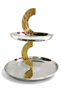 Metal Marble & Wood Contemporary Round Serving Tray/<b>Platter</b>-Eco-Friendly <b>Disposable</b> Party <b>Platter</b> - Product Image 3