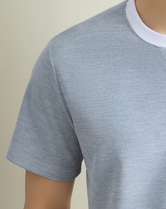 Men's Short Sleeve O Neck Solid Gray 100% Cotton Front Logo Casual T-Shirt Regular Fit Breathable - Product Image 6