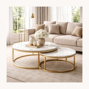 Stylish Handmade Customized Luxury Modern Metal Marble Coffee Table Set <b>Unique</b> Design Customized Color Living Room Furniture - Product Image 5